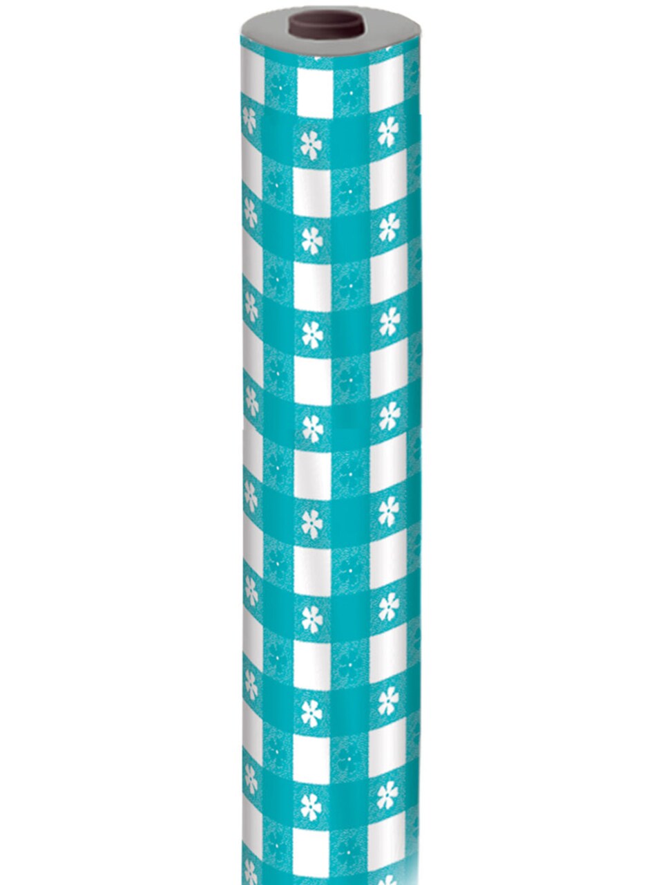 Teal Classic Picnic Gingham Plastic Roll Table Cover Party Decoration